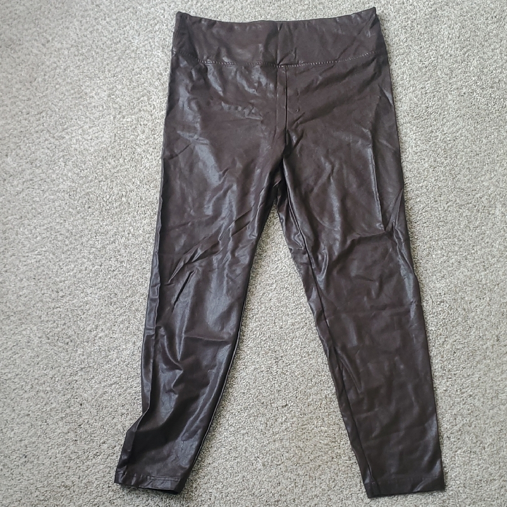 Boston Proper Chocolate Faux Leather Pants